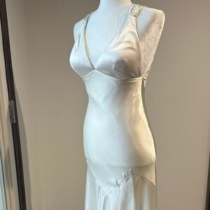 Niki Lavis Ivory Satin Embellished Prom Dress